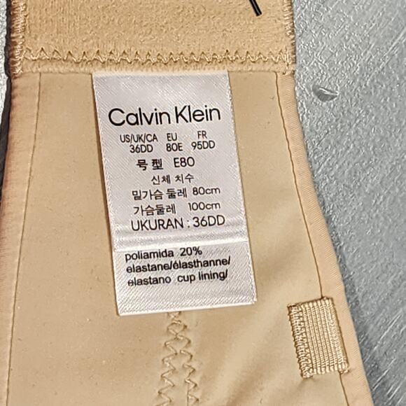 Calvin Klein Strapless Push-Up Bra 36DD Underwire Naked Glamour QF5677 Beige - Picture 7 of 11